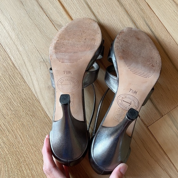 A. Marinelli Pewter Silver Strappy Heels Sz 7.5 - Picture 9 of 14